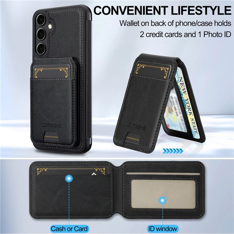 LC.IMEEKE L3 For Samsung Galaxy A16 4G / 5G Magnetic Case Detachable Card Holder Leather+TPU Mobile Cover - Black