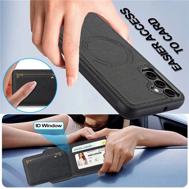 LC.IMEEKE L3 For Samsung Galaxy A16 4G / 5G Magnetic Case Detachable Card Holder Leather+TPU Mobile Cover - Black