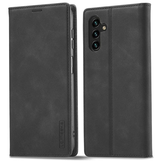 LC.IMEEKE For Samsung Galaxy A16 5G / A16 4G Stand Case TPU+PU Flip Phone Cover - Black