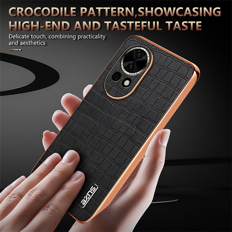AZNS For Huawei nova 13 5G Case Electroplating Crocodile Texture PU+TPU Phone Cover - Green