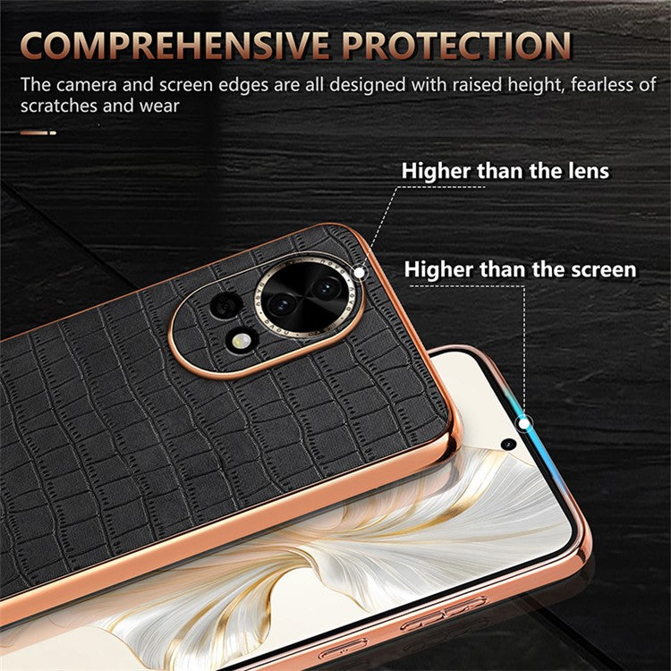 AZNS For Huawei nova 13 5G Case Electroplating Crocodile Texture PU+TPU Phone Cover - Green