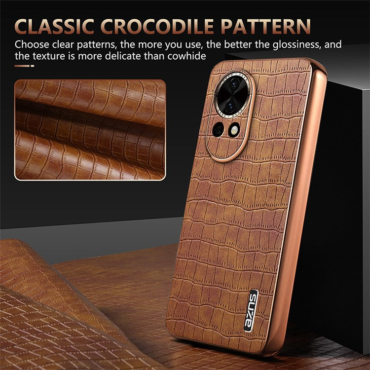 AZNS For Huawei nova 13 5G Case Electroplating Crocodile Texture PU+TPU Phone Cover - Green