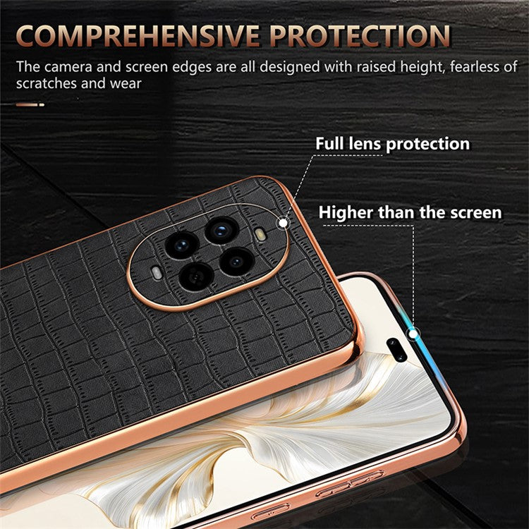 AZNS For Huawei nova 13 Pro 5G Case Electroplating Crocodile Texture PU+TPU Phone Cover - Blue