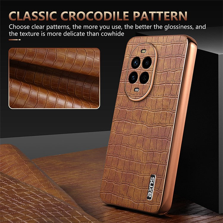 AZNS For Huawei nova 13 Pro 5G Case Electroplating Crocodile Texture PU+TPU Phone Cover - Blue