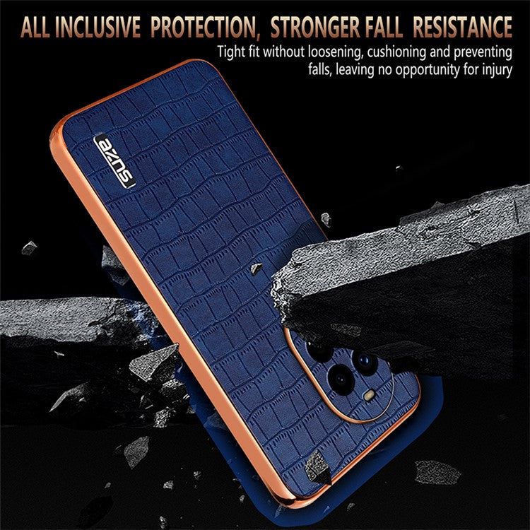 AZNS For Huawei nova 13 Pro 5G Case Electroplating Crocodile Texture PU+TPU Phone Cover - Blue
