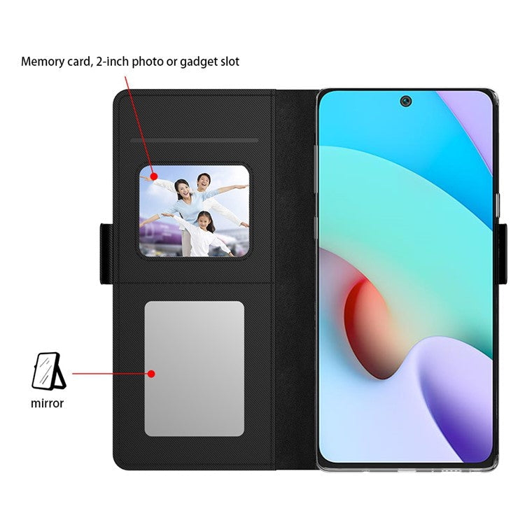 For Xiaomi Poco F7 Ultra 5G / Redmi K80 Pro 5G Case Stand PU Leather Phone Cover Card Holder Mirror - Black