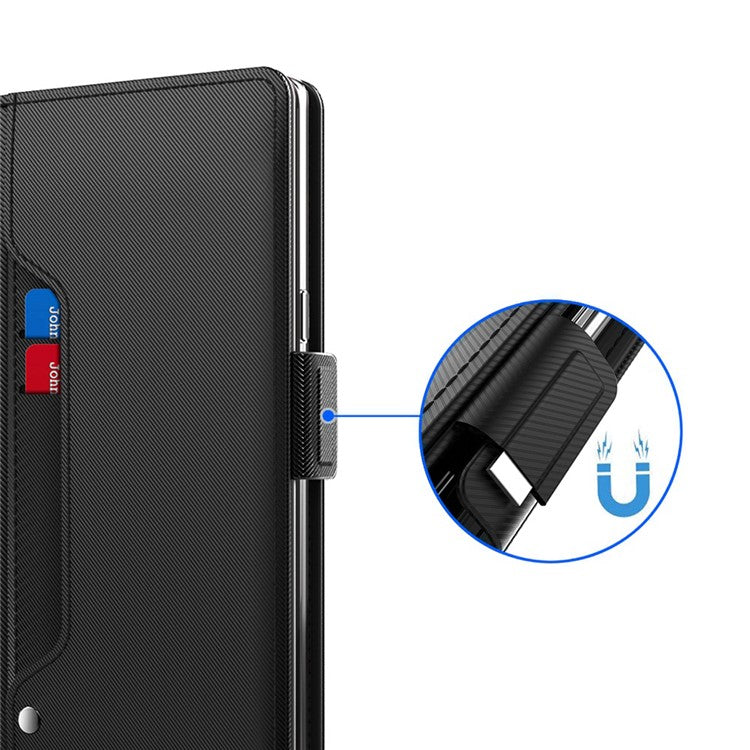 For Xiaomi Poco F7 Ultra 5G / Redmi K80 Pro 5G Case Stand PU Leather Phone Cover Card Holder Mirror - Black
