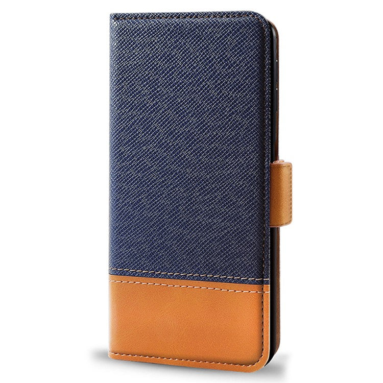 For Xiaomi Poco F7 Pro 5G / Redmi K80 5G Case Color Splicing PU Leather Wallet Phone Cover - Blue