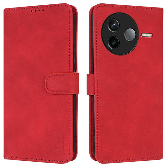 AZNS For Xiaomi Poco F7 Pro 5G / Redmi K80 5G Case PU Leather Wallet Phone Cover - Red