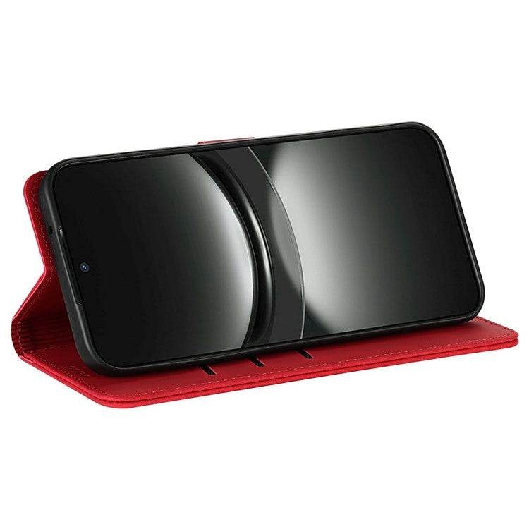 AZNS For Xiaomi Poco F7 Pro 5G / Redmi K80 5G Case PU Leather Wallet Phone Cover - Red
