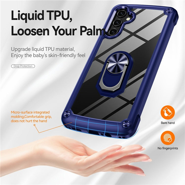 For Samsung Galaxy A26 5G Case Alloy Lens Frame PC + TPU Kickstand Phone Back Cover - Blue