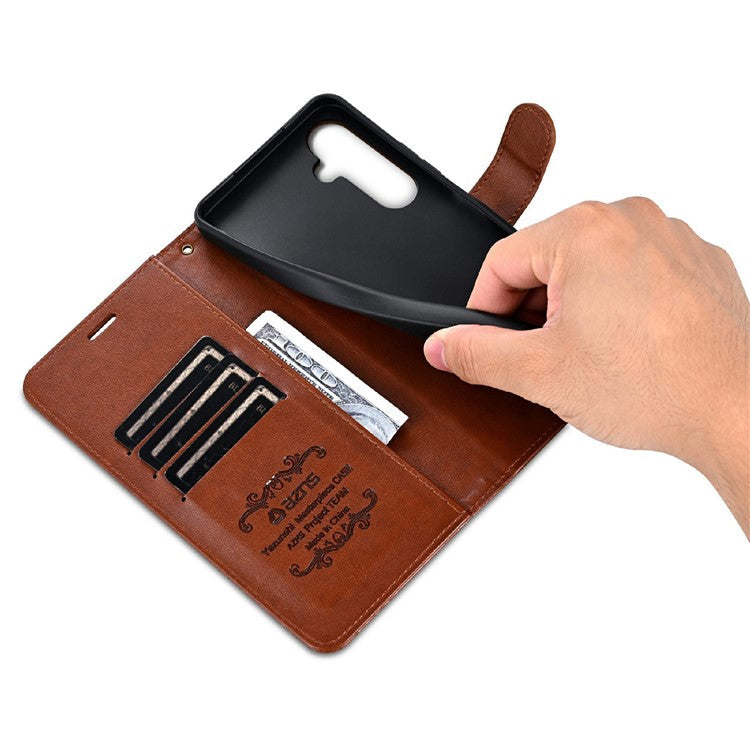 AZNS For Samsung Galaxy A26 Case Anti-Scratch PU Leather Stand Wallet Phone Cover - Brown