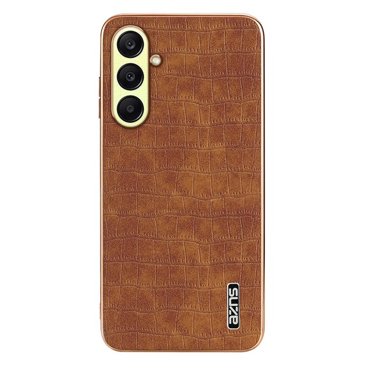 AZNS For Samsung Galaxy A26 5G Case Electroplating Crocodile Texture PU+TPU Phone Cover - Brown