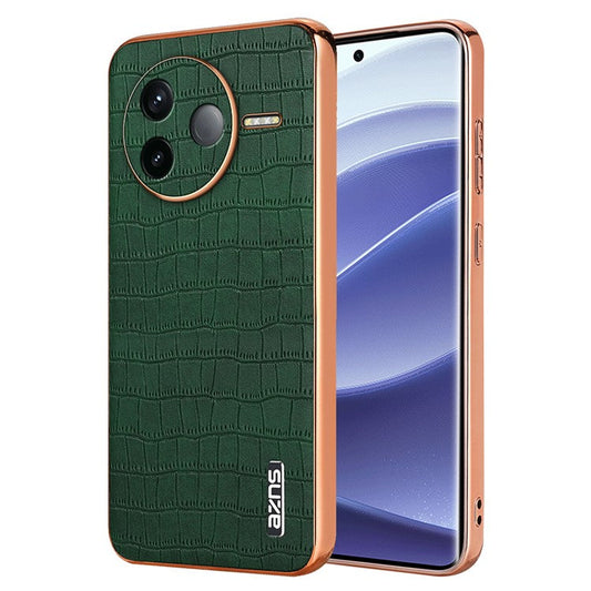 AZNS For Xiaomi Poco F7 Pro 5G / Redmi K80 5G Case Electroplating Crocodile Texture PU + TPU Phone Cover - Green