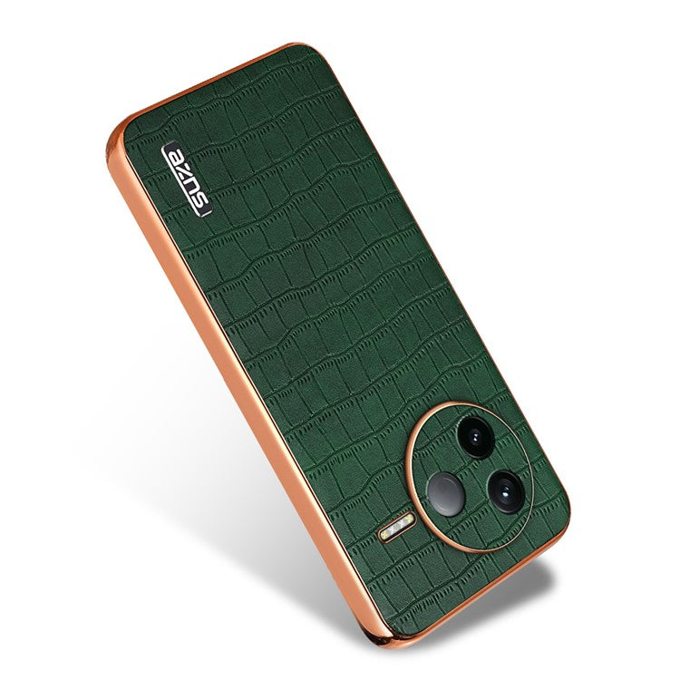 AZNS For Xiaomi Poco F7 Pro 5G / Redmi K80 5G Case Electroplating Crocodile Texture PU + TPU Phone Cover - Green