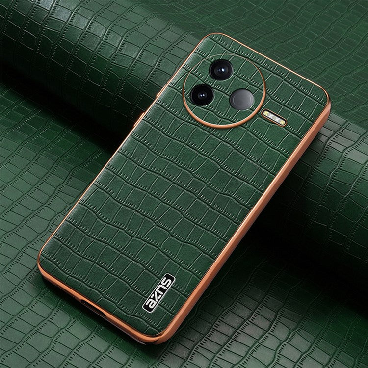 AZNS For Xiaomi Poco F7 Pro 5G / Redmi K80 5G Case Electroplating Crocodile Texture PU + TPU Phone Cover - Green