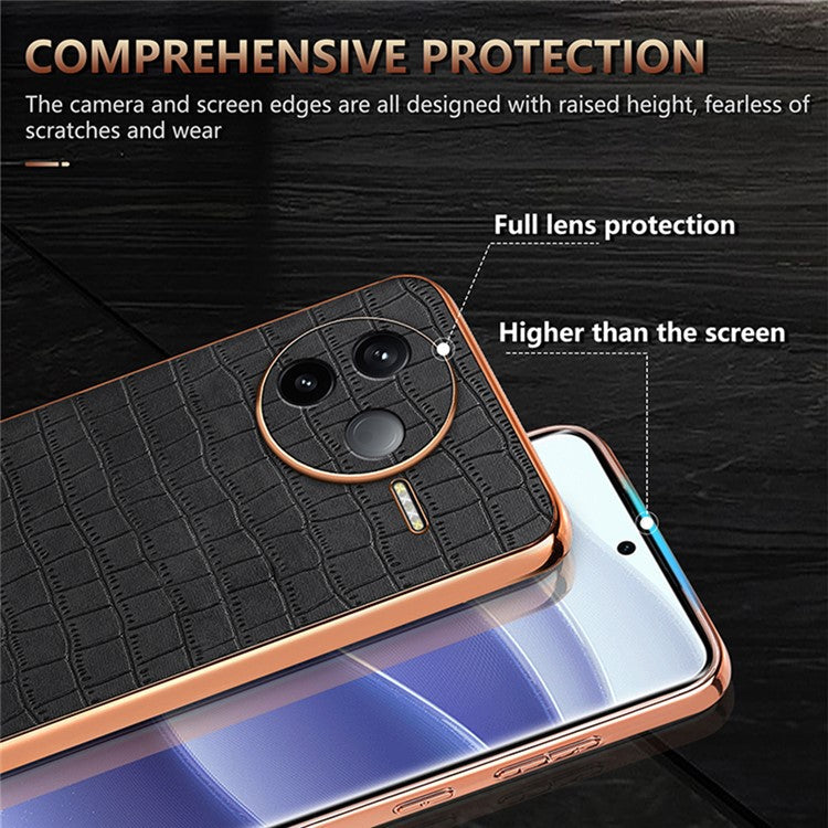 AZNS For Xiaomi Poco F7 Pro 5G / Redmi K80 5G Case Electroplating Crocodile Texture PU + TPU Phone Cover - Green
