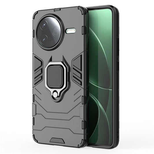 For Xiaomi Poco F7 Pro 5G / Redmi K80 5G Case PC+TPU Protective Phone Cover with Ring Kickstand - Black
