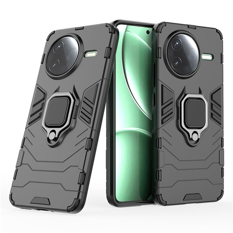 For Xiaomi Poco F7 Pro 5G / Redmi K80 5G Case PC+TPU Protective Phone Cover with Ring Kickstand - Black
