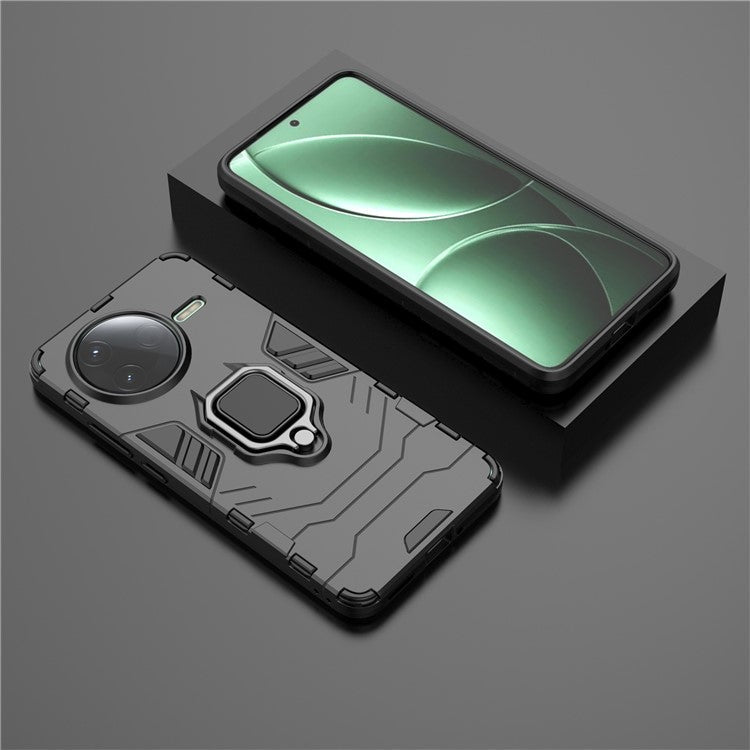 For Xiaomi Poco F7 Pro 5G / Redmi K80 5G Case PC+TPU Protective Phone Cover with Ring Kickstand - Black