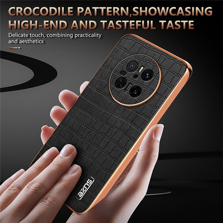 AZNS For Huawei Mate 70 Case Electroplating Crocodile Texture PU+TPU Phone Cover - Blue