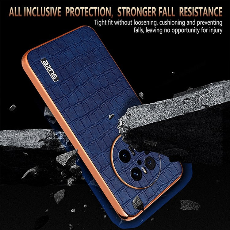 AZNS For Huawei Mate 70 Case Electroplating Crocodile Texture PU+TPU Phone Cover - Blue