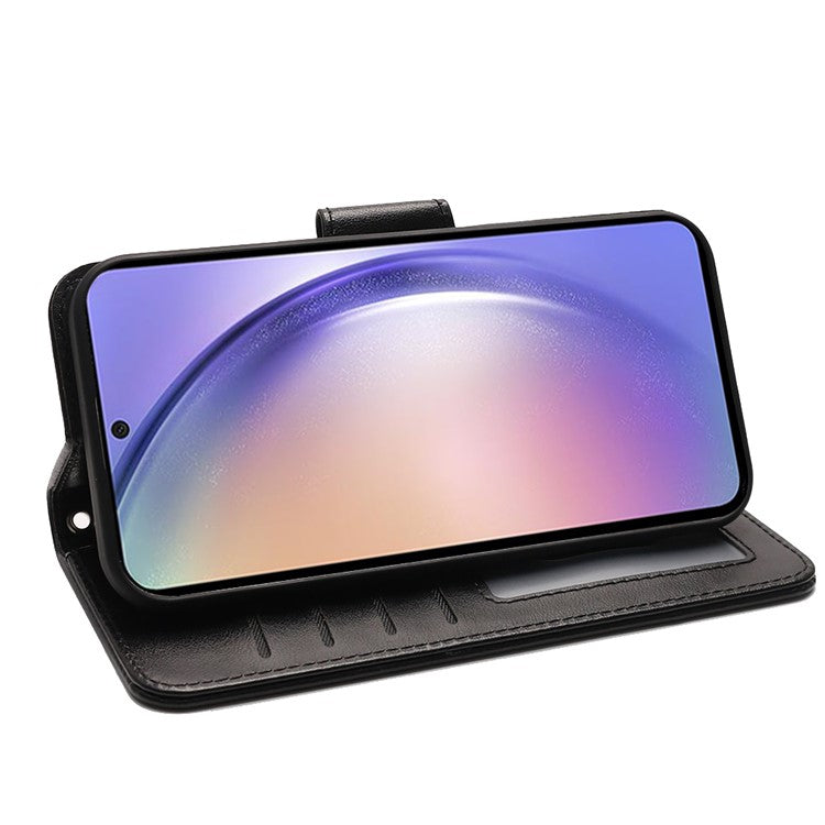 For Samsung Galaxy A35 5G Case Stand Card Holder Wallet Leather Phone Cover - Black