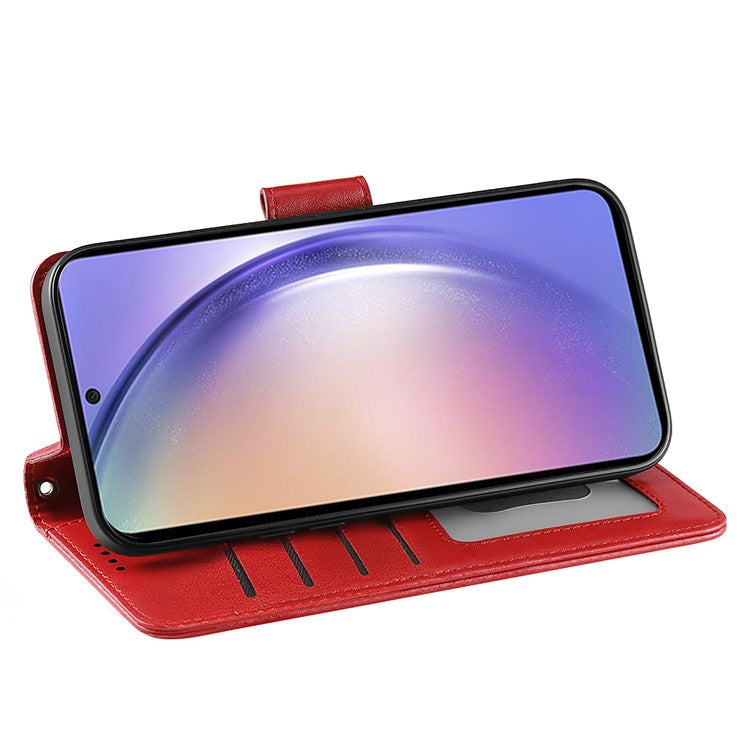 For Samsung Galaxy A06s Case Stand Card Holder Wallet Leather Phone Cover - Red