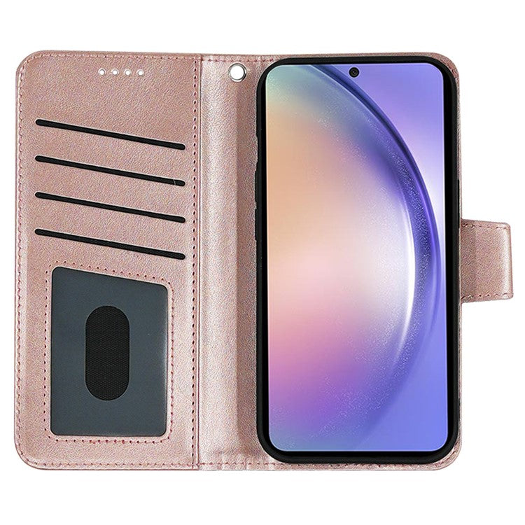 For Samsung Galaxy A34 5G Case Stand Card Holder Wallet Leather Phone Cover - Rose Gold