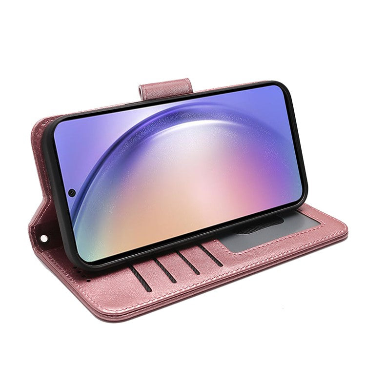 For Samsung Galaxy A34 5G Case Stand Card Holder Wallet Leather Phone Cover - Rose Gold