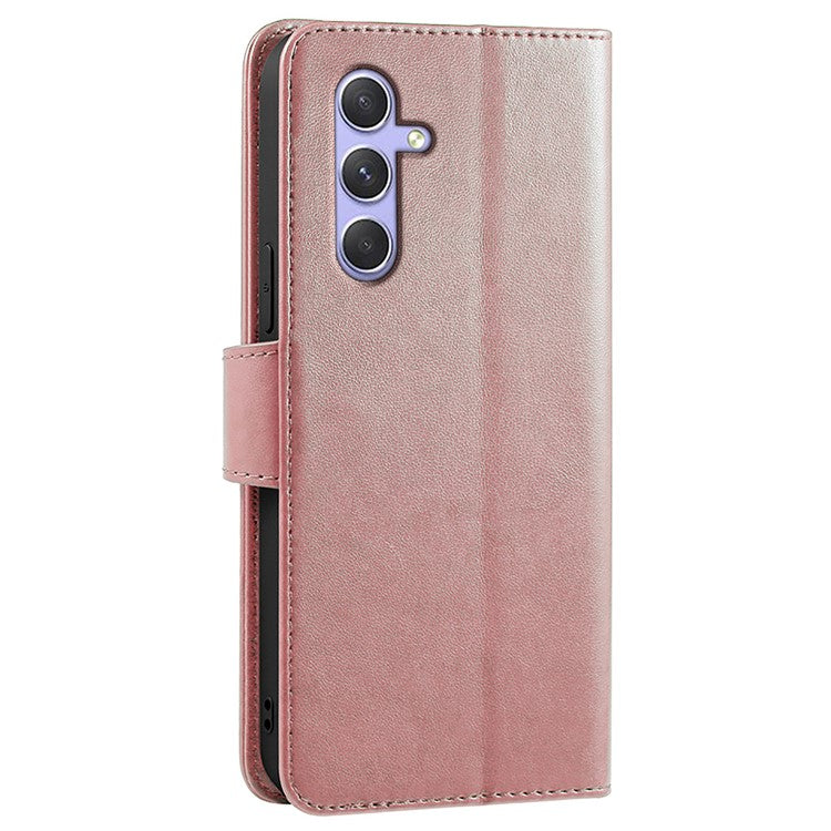 For Samsung Galaxy A34 5G Case Stand Card Holder Wallet Leather Phone Cover - Rose Gold