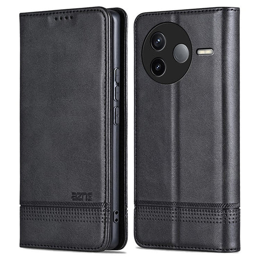AZNS For Xiaomi Poco F7 Pro 5G / Redmi K80 5G Case Cowhide Texture PU Leather Wallet Phone Cover - Black