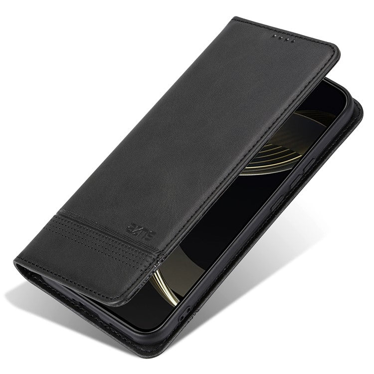 AZNS For Xiaomi Poco F7 Pro 5G / Redmi K80 5G Case Cowhide Texture PU Leather Wallet Phone Cover - Black