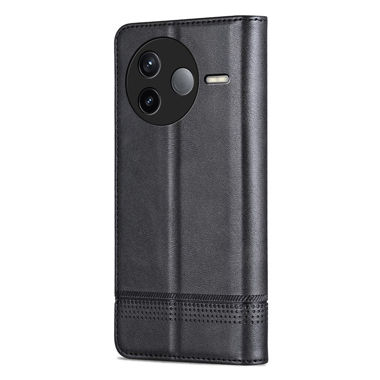 AZNS For Xiaomi Poco F7 Pro 5G / Redmi K80 5G Case Cowhide Texture PU Leather Wallet Phone Cover - Black