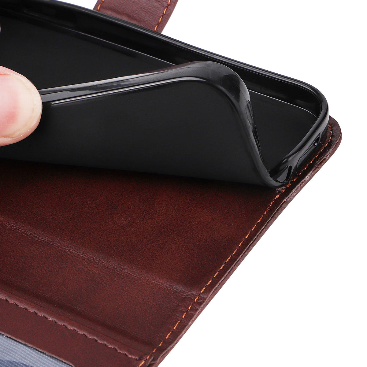 ENKAY For Motorola Moto G55 5G PU Leather Wallet Case ENKAY Phone Stand Cover with Tempered Glass Film - Black