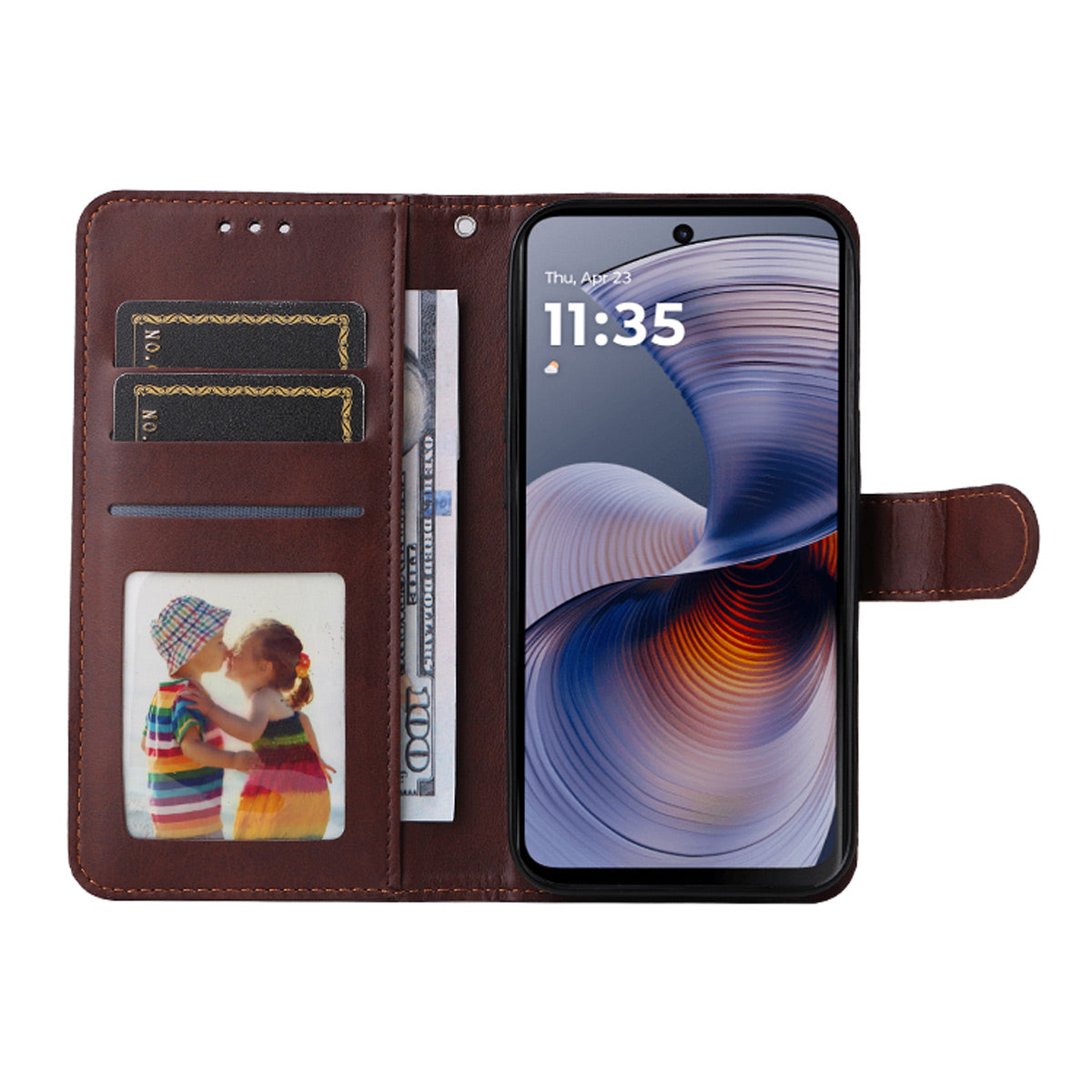 ENKAY For Motorola Moto G55 5G PU Leather Wallet Case ENKAY Phone Stand Cover with Tempered Glass Film - Red