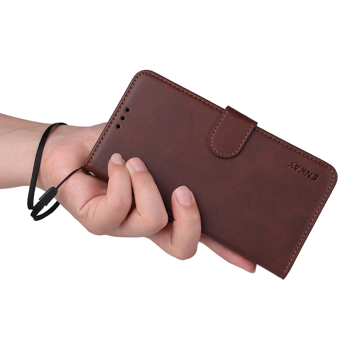 ENKAY For Motorola Moto G55 5G PU Leather Wallet Case ENKAY Phone Stand Cover with Tempered Glass Film - Red