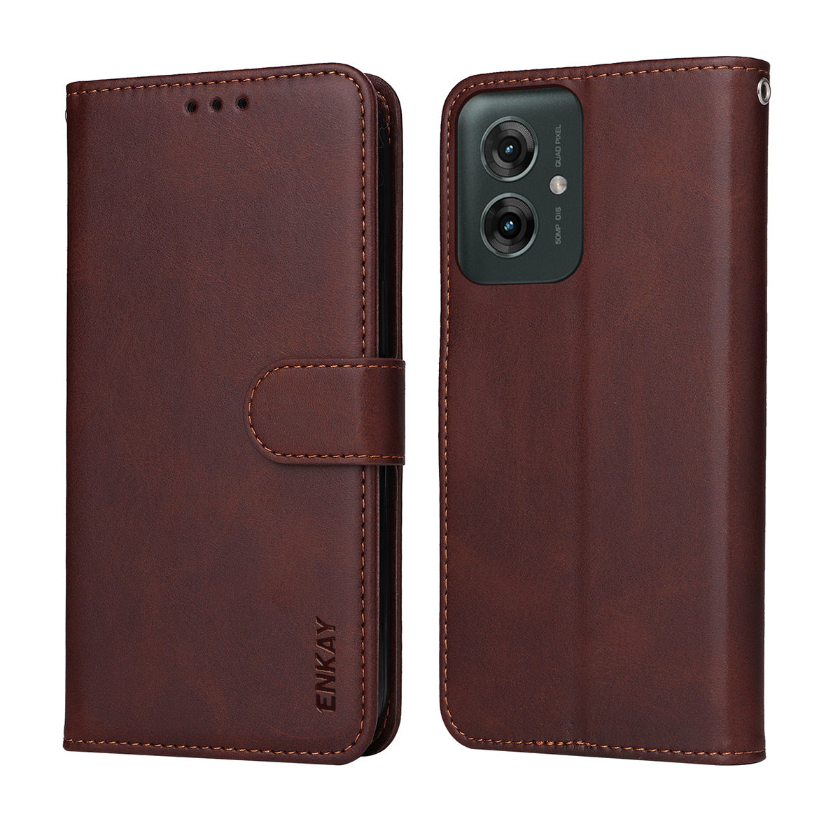 ENKAY For Motorola Moto G55 5G PU Leather Wallet Case ENKAY Phone Stand Cover with Tempered Glass Film - Red