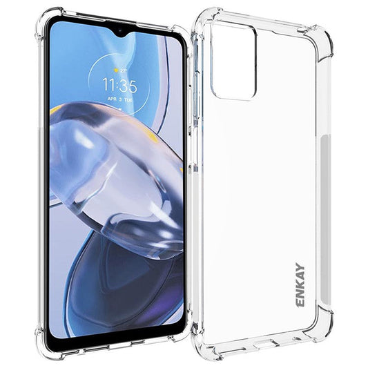 ENKAY HAT PRINCE For Motorola Moto E22 4G Thickened Corners TPU Case Anti-slip Strip Edge Clear Phone Cover