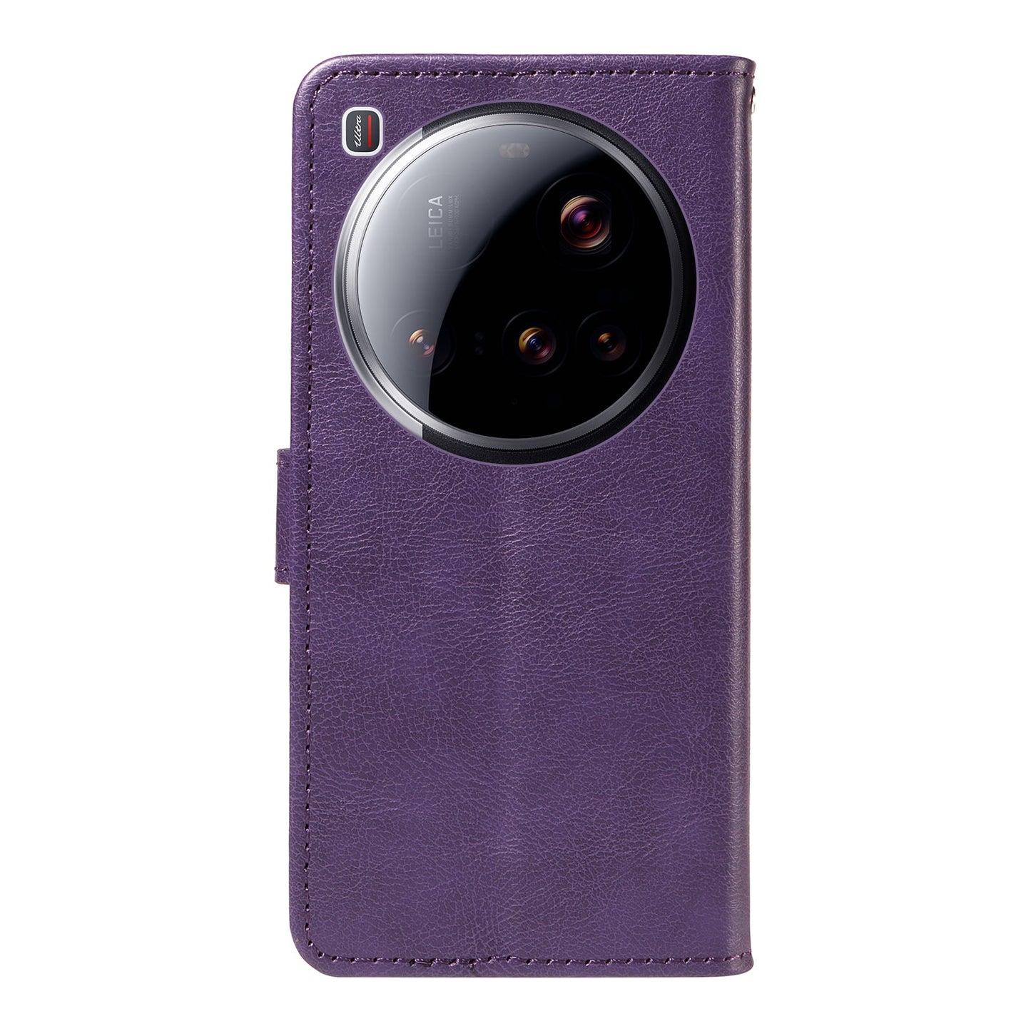 For Xiaomi 15 Ultra Leather Wallet Case with Strap Solid Color Phone Stand Cover - Purple
