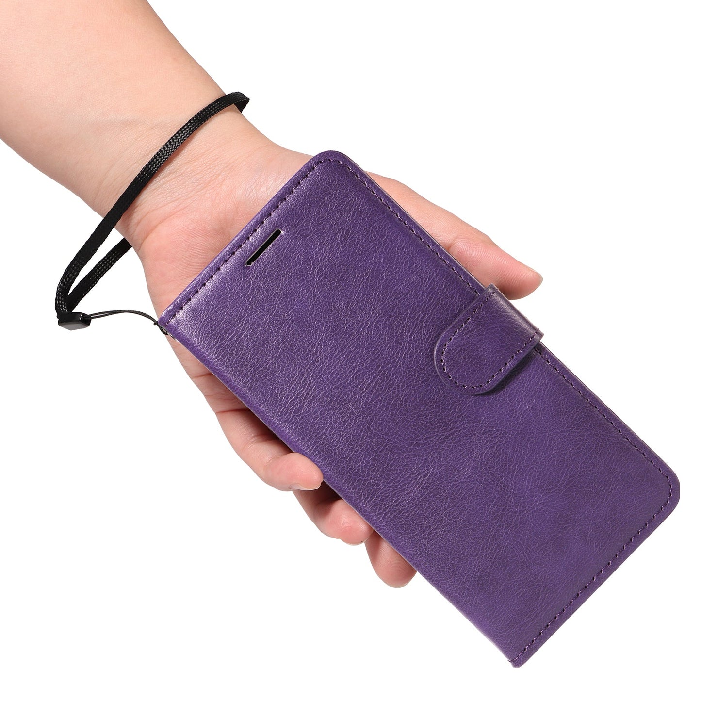For Xiaomi 15 Ultra Leather Wallet Case with Strap Solid Color Phone Stand Cover - Purple