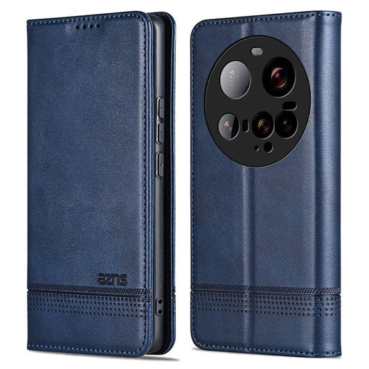 AZNS For Xiaomi 15 Ultra Case Cowhide Texture PU Leather Wallet Phone Cover - Blue