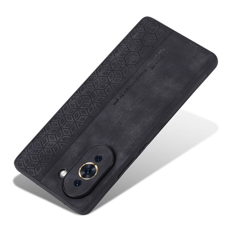 AZNS Imprinted Pattern Phone Cover for Huawei nova 10 4G, PU Leather Coated TPU Drop-proof Back Case - Black