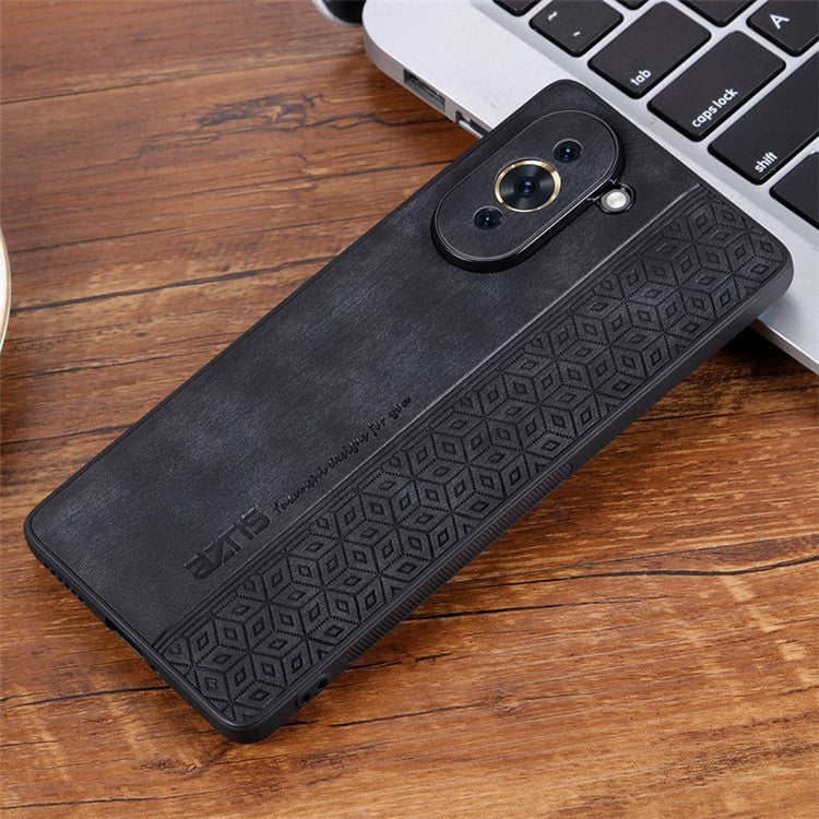AZNS Imprinted Pattern Phone Cover for Huawei nova 10 4G, PU Leather Coated TPU Drop-proof Back Case - Black