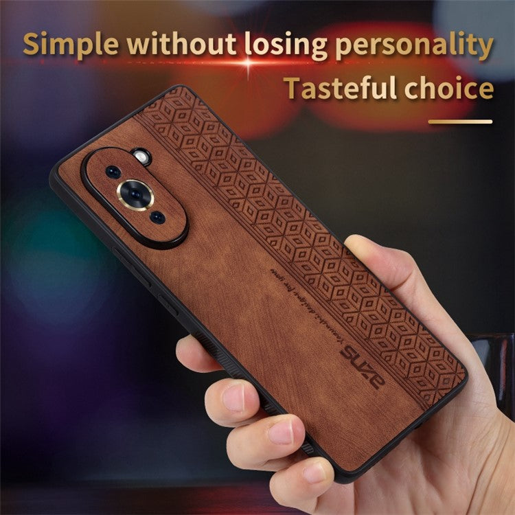 AZNS Imprinted Pattern Phone Cover for Huawei nova 10 4G, PU Leather Coated TPU Drop-proof Back Case - Purple