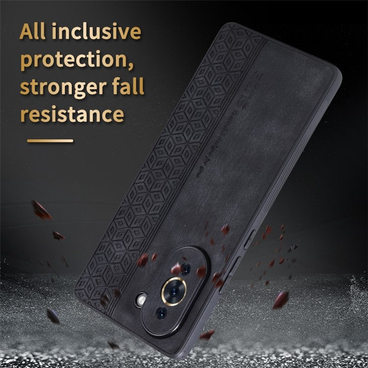 AZNS Imprinted Pattern Phone Cover for Huawei nova 10 4G, PU Leather Coated TPU Drop-proof Back Case - Purple