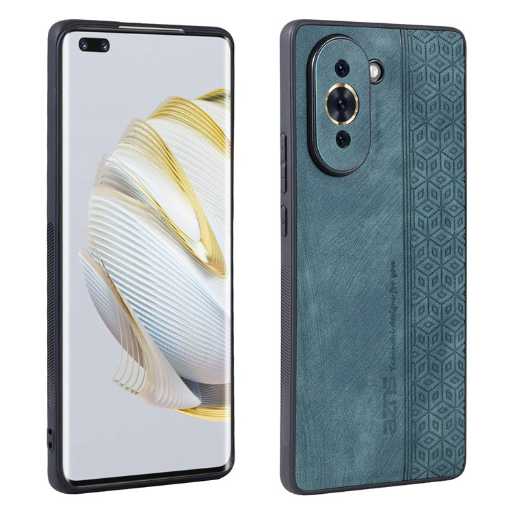AZNS Leather Coated TPU Cover for Huawei nova 10 Pro 4G, Imprinted Pattern Anti-slip Side Edge Scratch-resistant Phone Case - Green