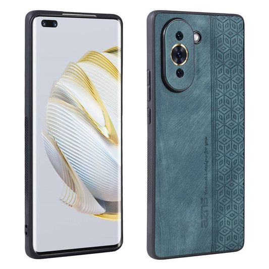 AZNS Leather Coated TPU Cover for Huawei nova 10 Pro 4G, Imprinted Pattern Anti-slip Side Edge Scratch-resistant Phone Case - Green