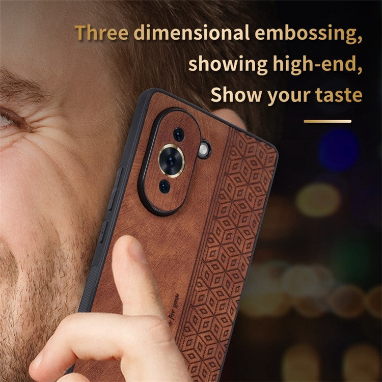 AZNS Leather Coated TPU Cover for Huawei nova 10 Pro 4G, Imprinted Pattern Anti-slip Side Edge Scratch-resistant Phone Case - Green