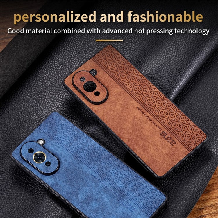 AZNS Leather Coated TPU Cover for Huawei nova 10 Pro 4G, Imprinted Pattern Anti-slip Side Edge Scratch-resistant Phone Case - Green